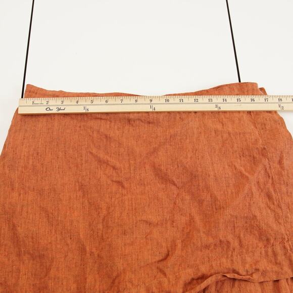 Bryn Walker Orange Linen Straight Leg Asymmetrical Wrap Pants Womens Sz L - Picture 5 of 13